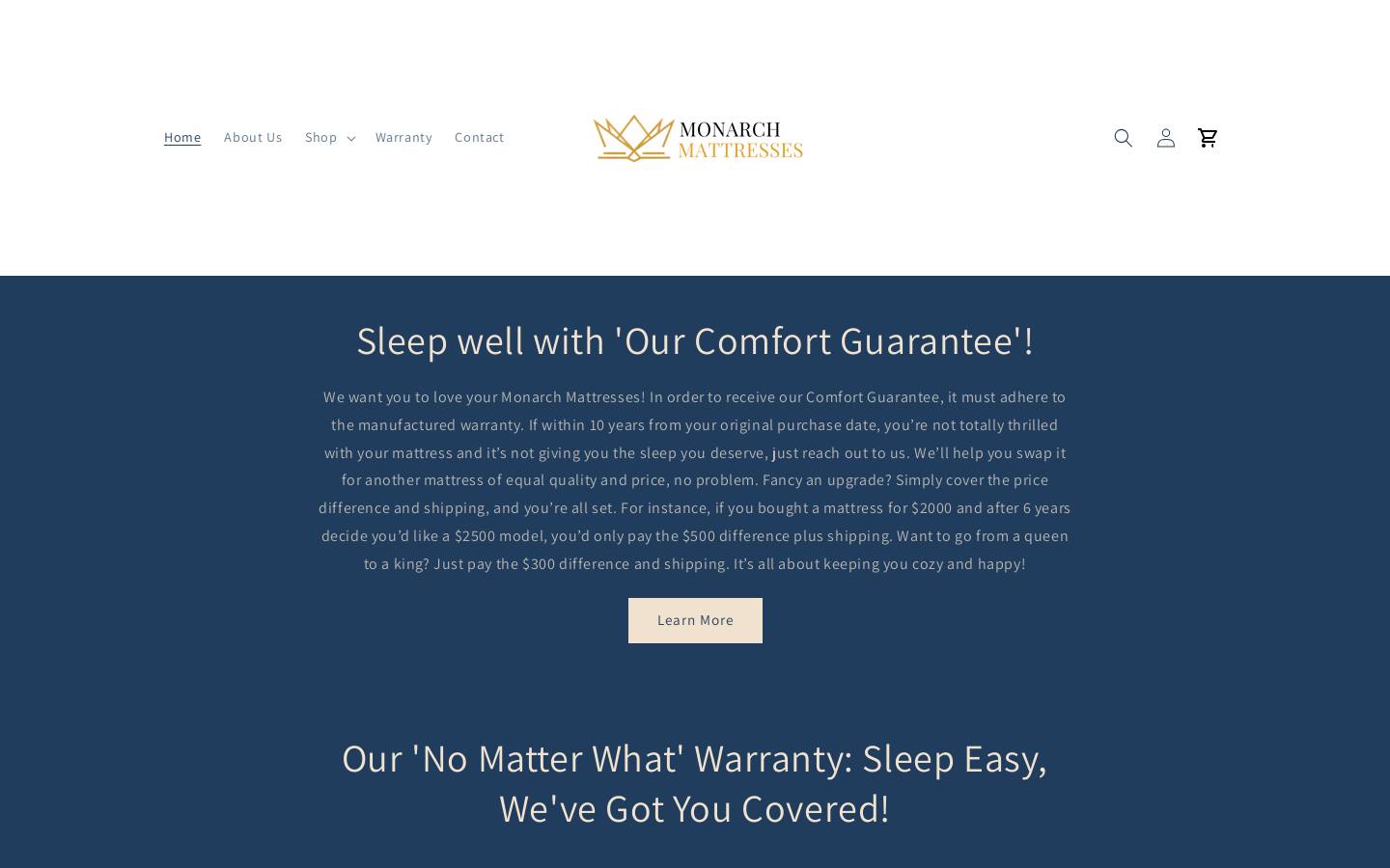 Monarchmattresses homepage screenshot