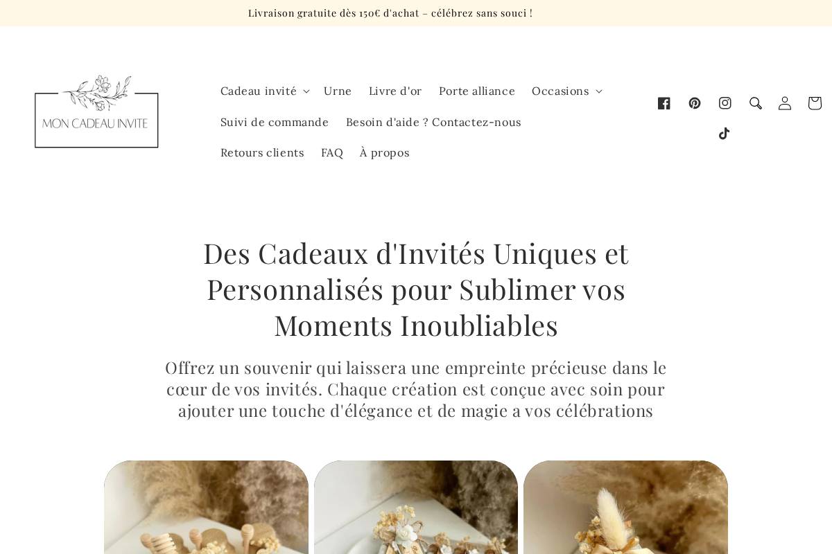 Moncadeauinvite homepage screenshot