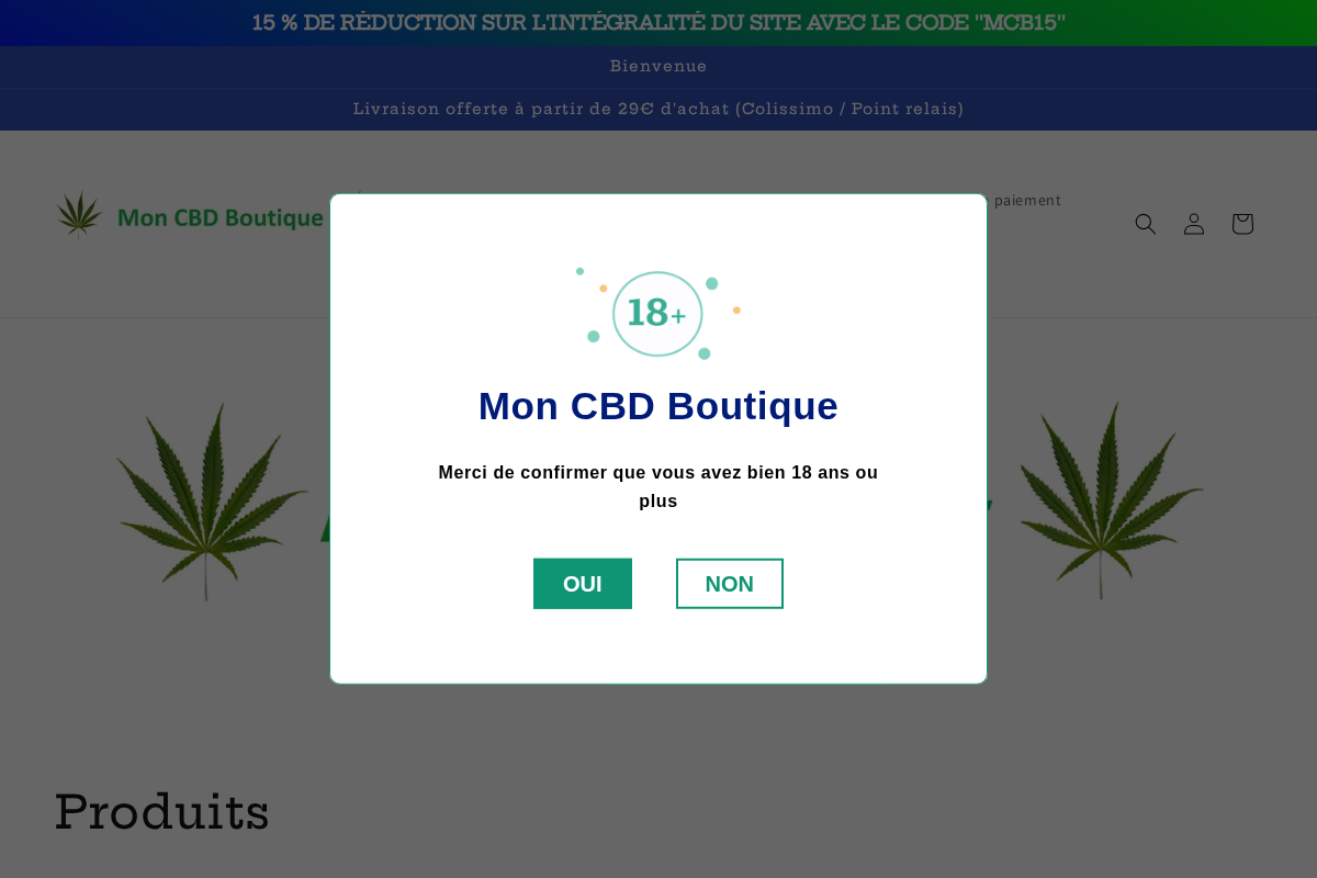 Mon CBD boutique homepage screenshot