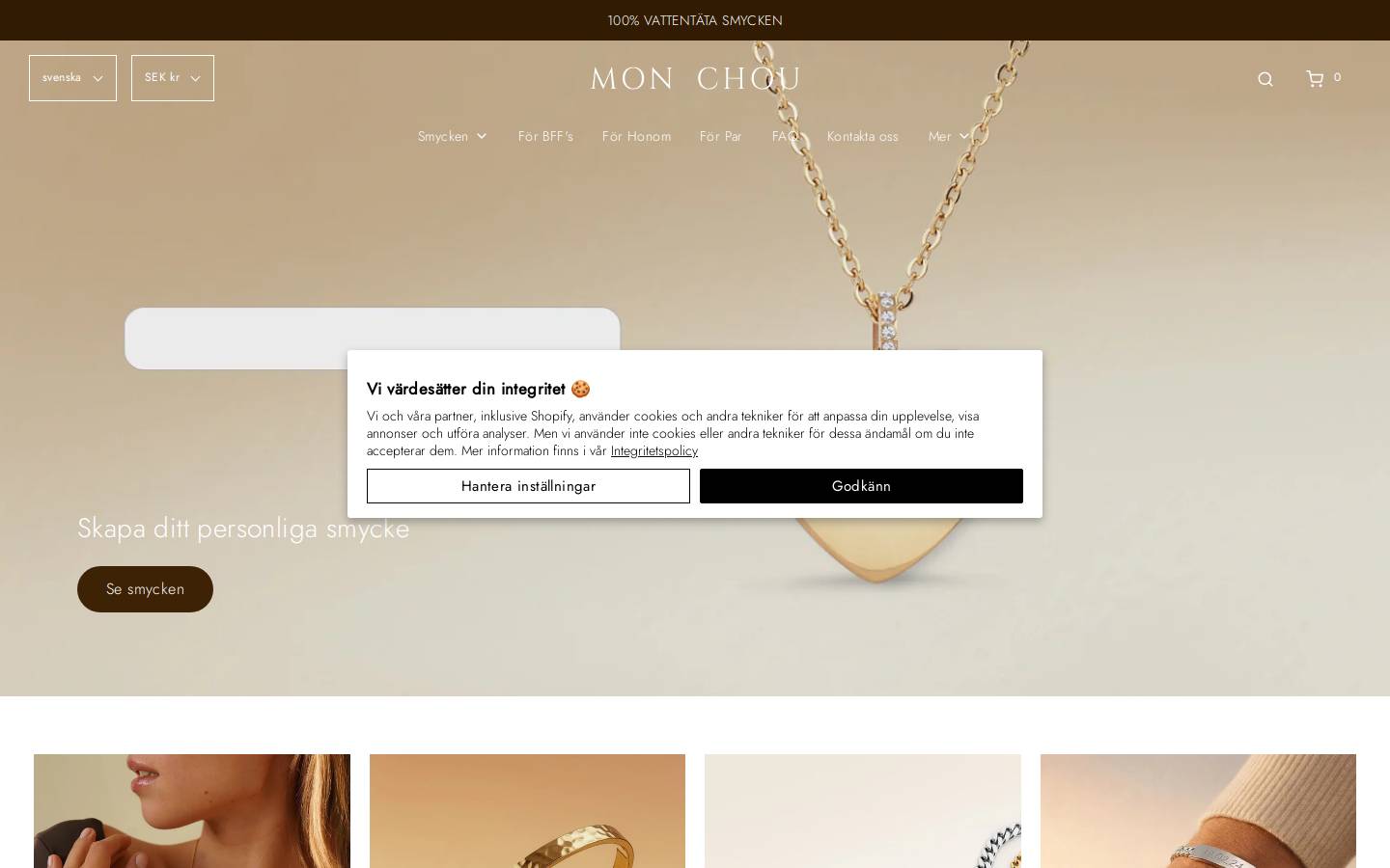 monchoujewelry.se homepage screenshot