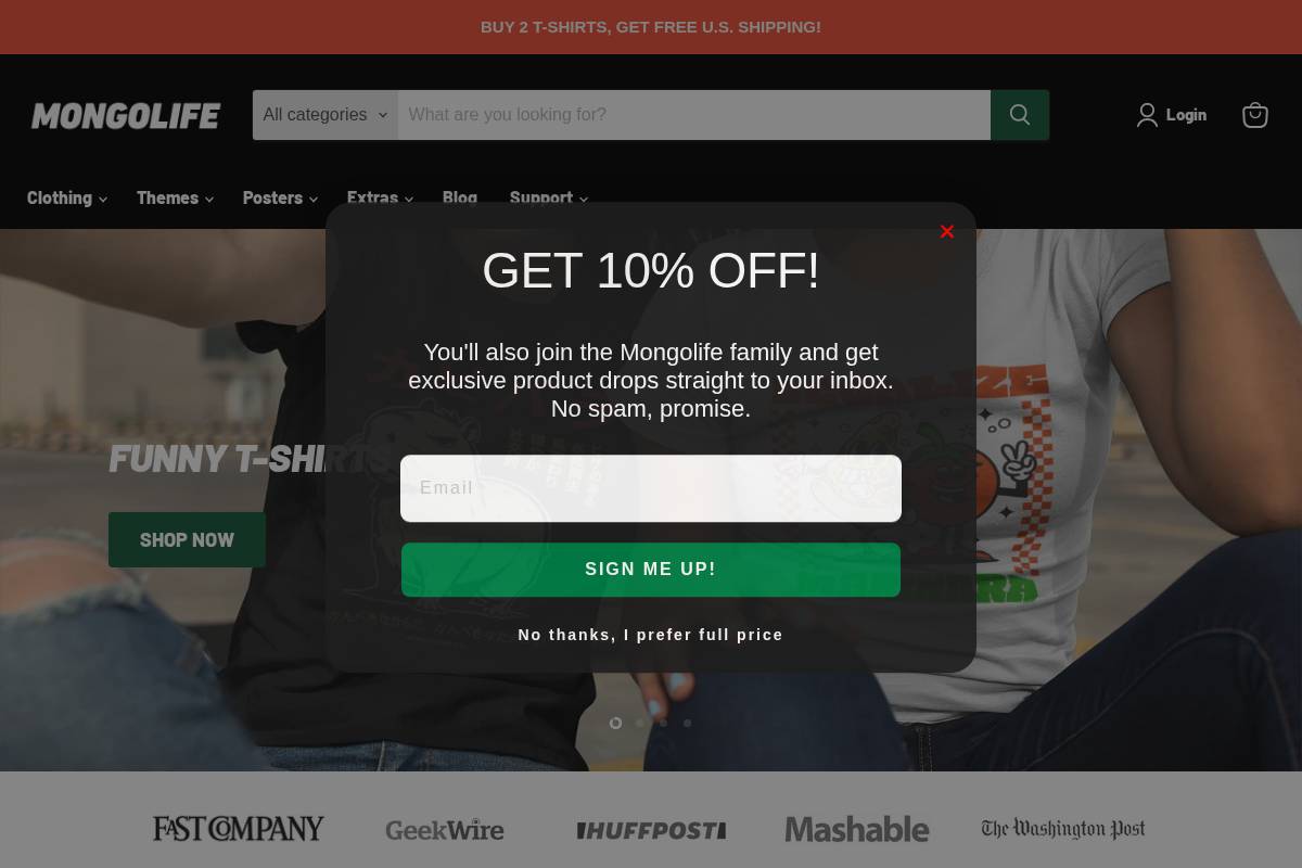 Mongolife - Stoner Clothing Brand homepage screenshot
