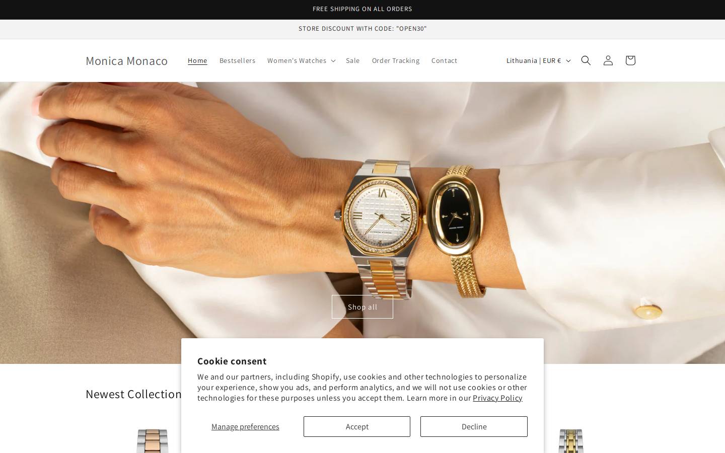 monicamonaco.com homepage screenshot