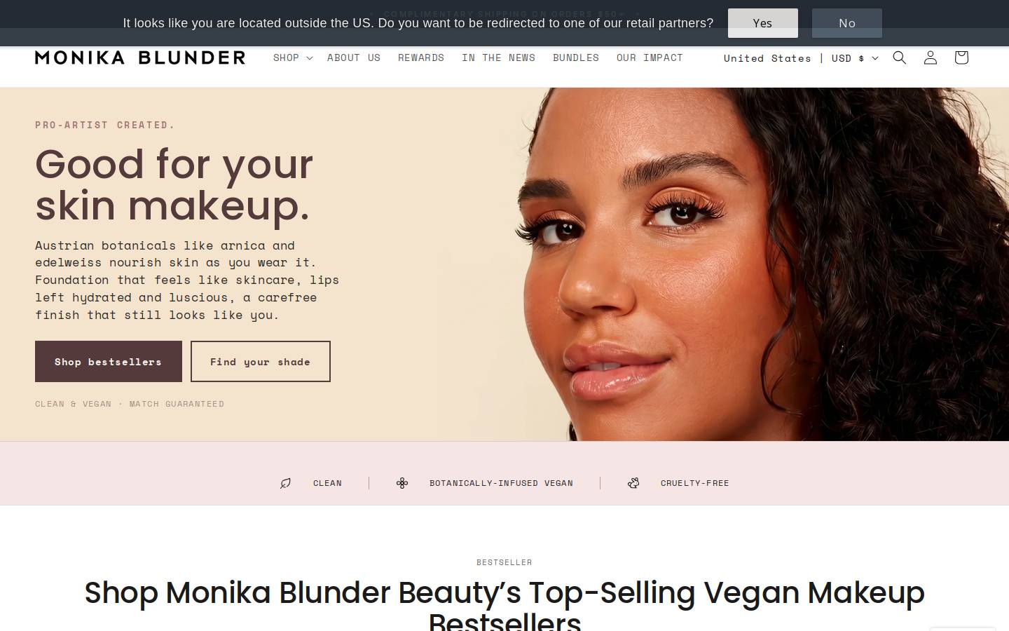 monikablunderbeauty.com homepage screenshot