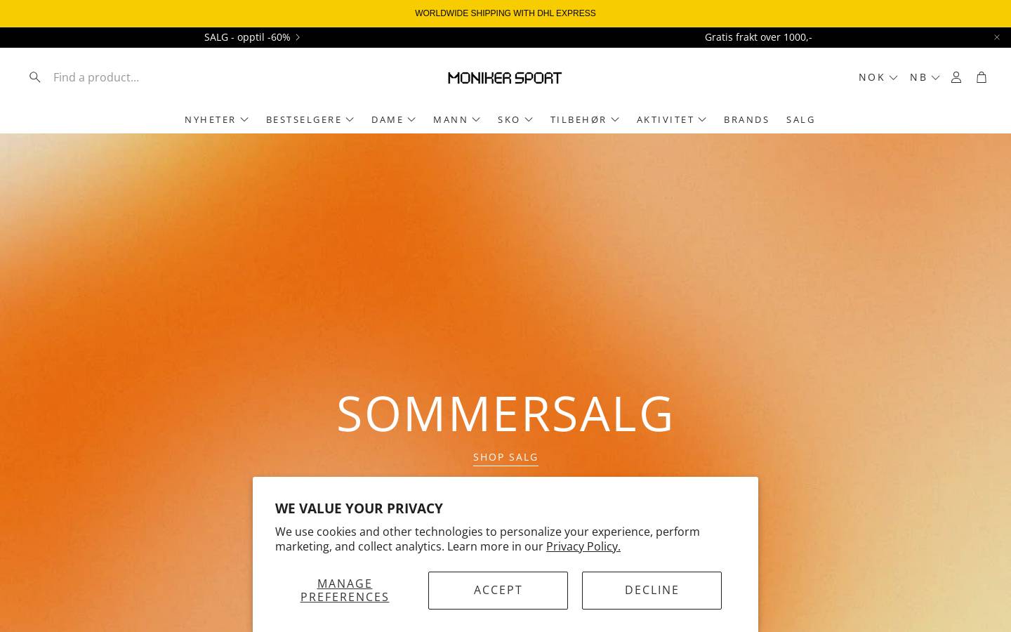 monikersport.no homepage screenshot