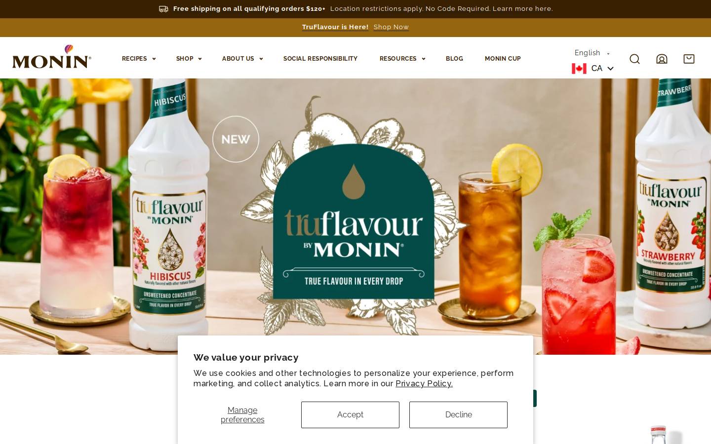 Monin homepage screenshot