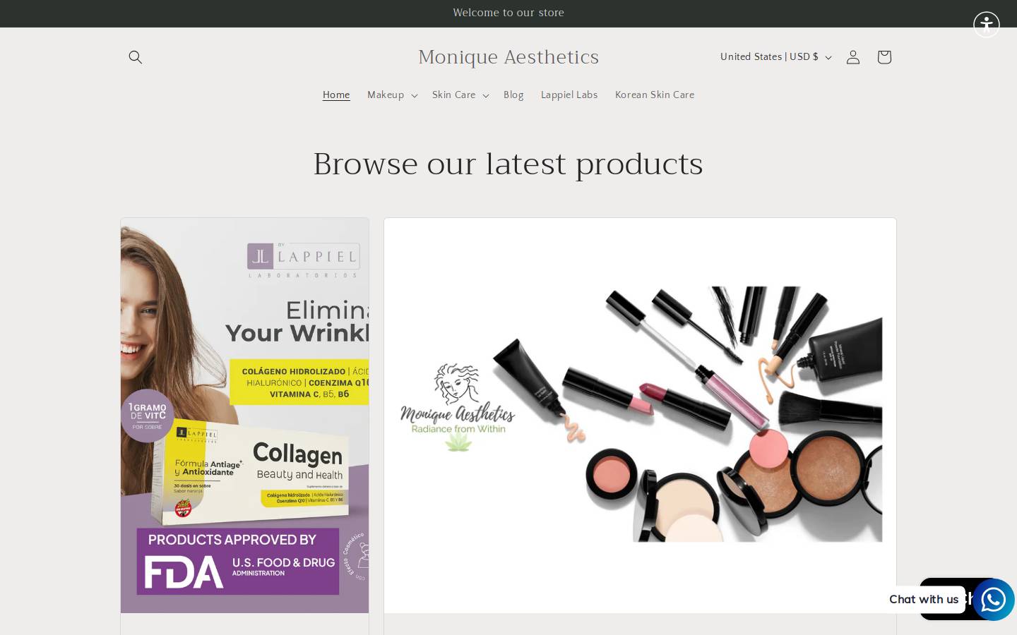 Monique Aesthetics homepage screenshot
