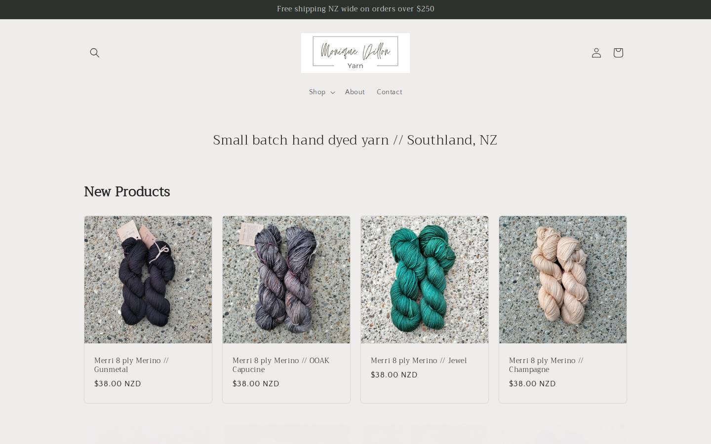 moniquedillonyarn.com homepage screenshot
