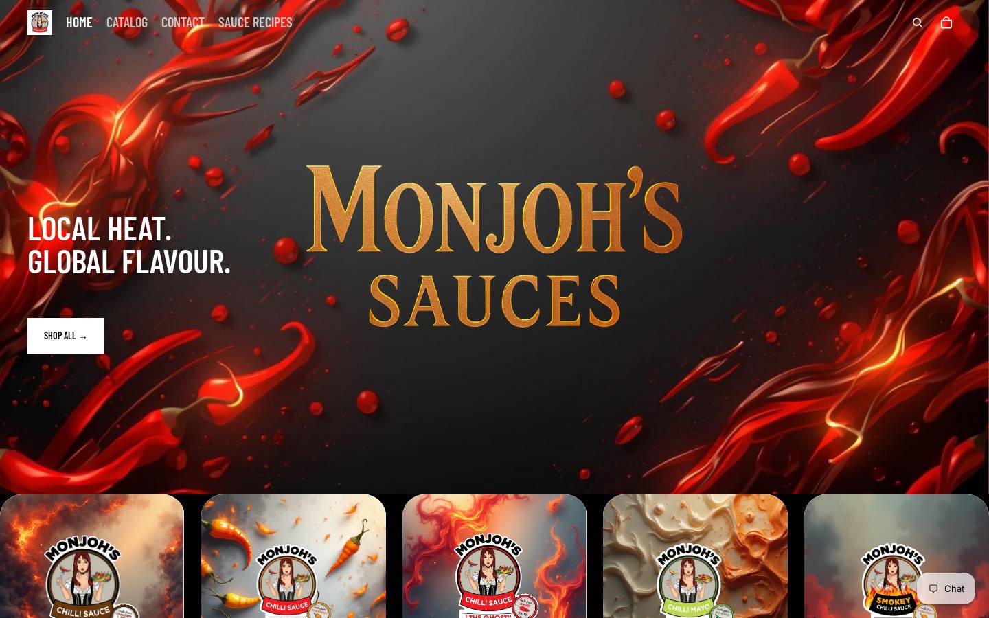 monjohsauces.com homepage screenshot