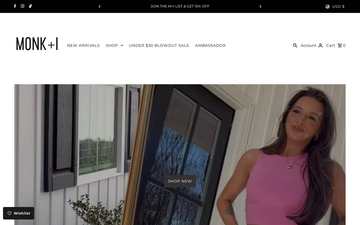 monkandiboutique.com homepage screenshot