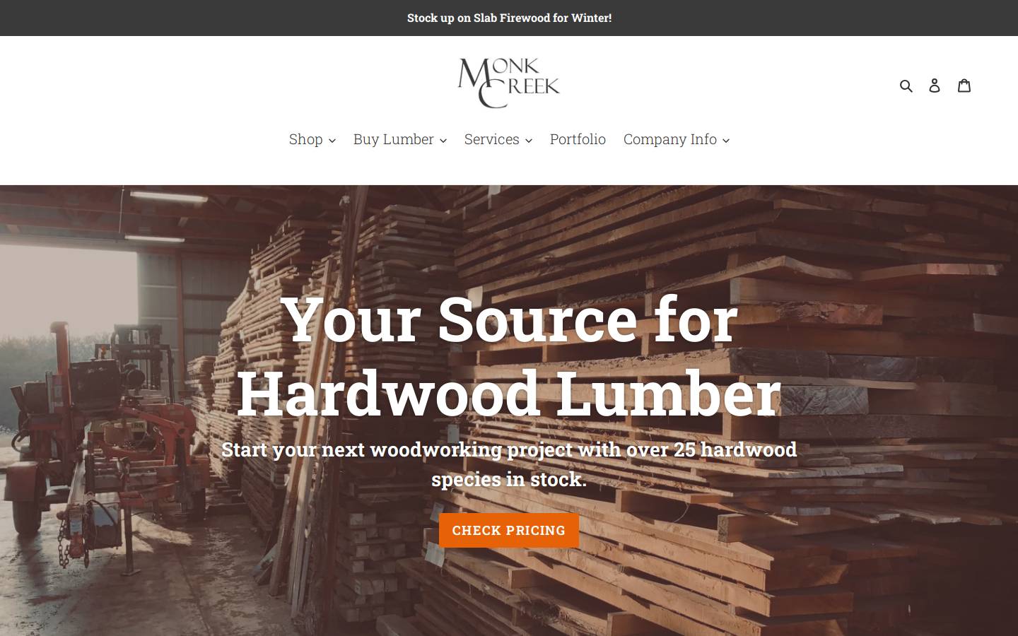 monkcreek.com homepage screenshot