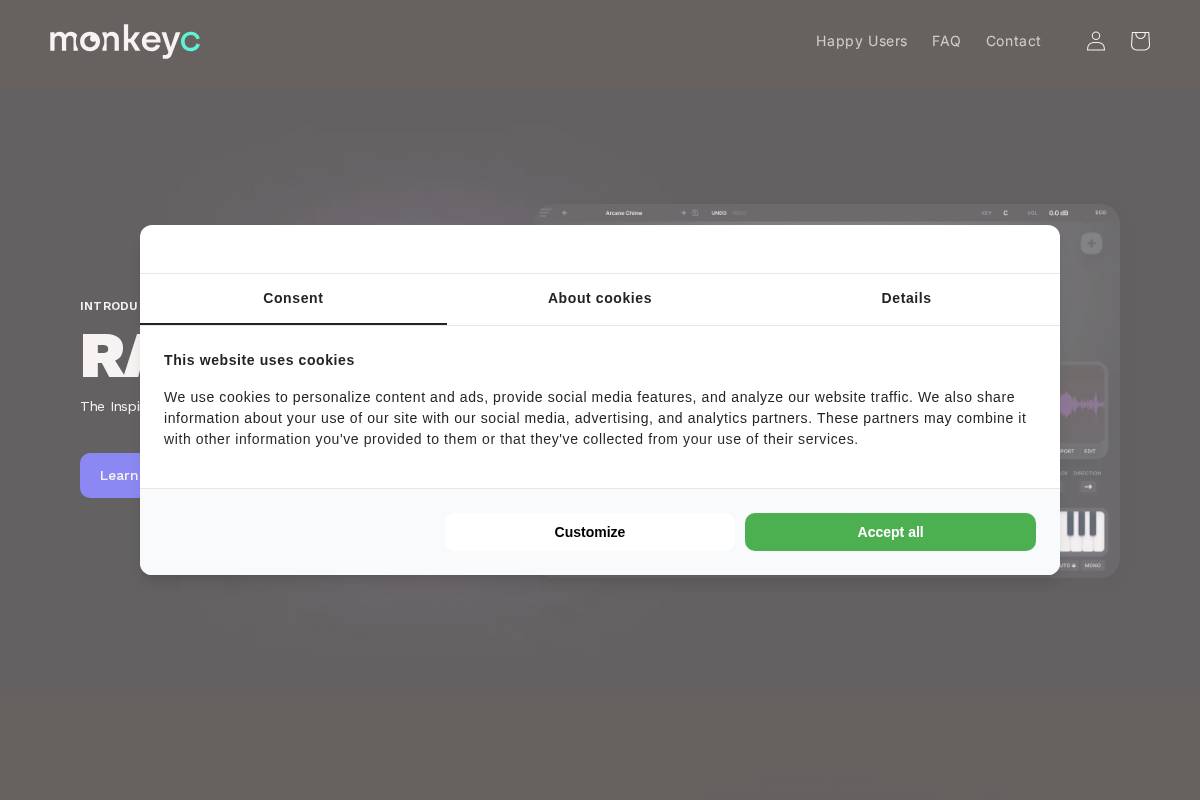 monkeyc.audio homepage screenshot