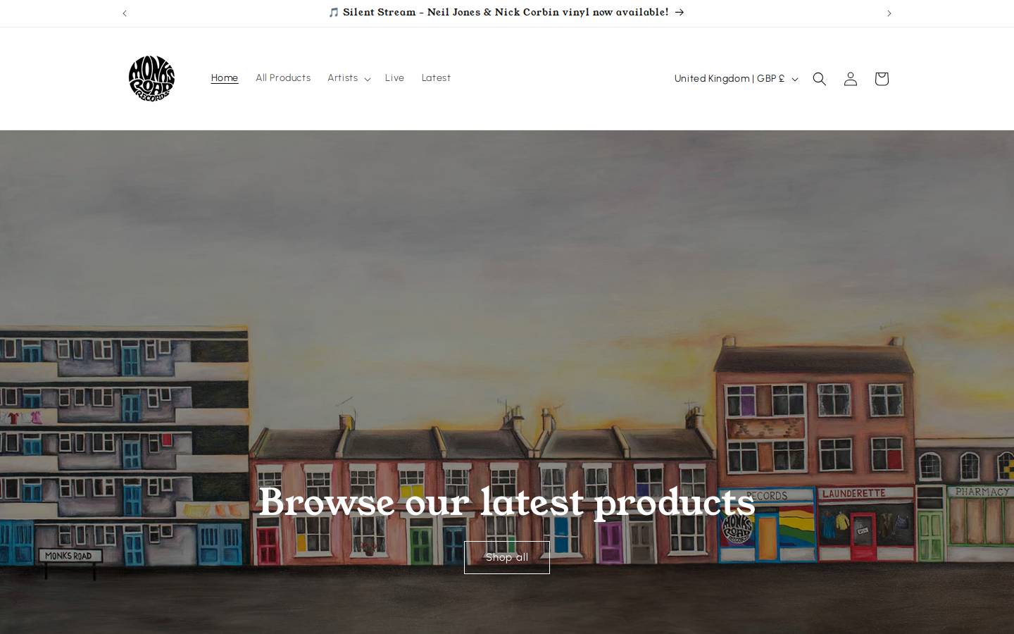 monksroadrecords.com homepage screenshot
