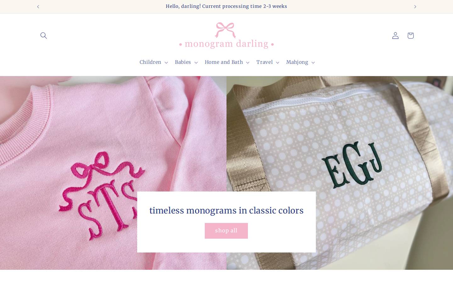 monogramdarling.com homepage screenshot