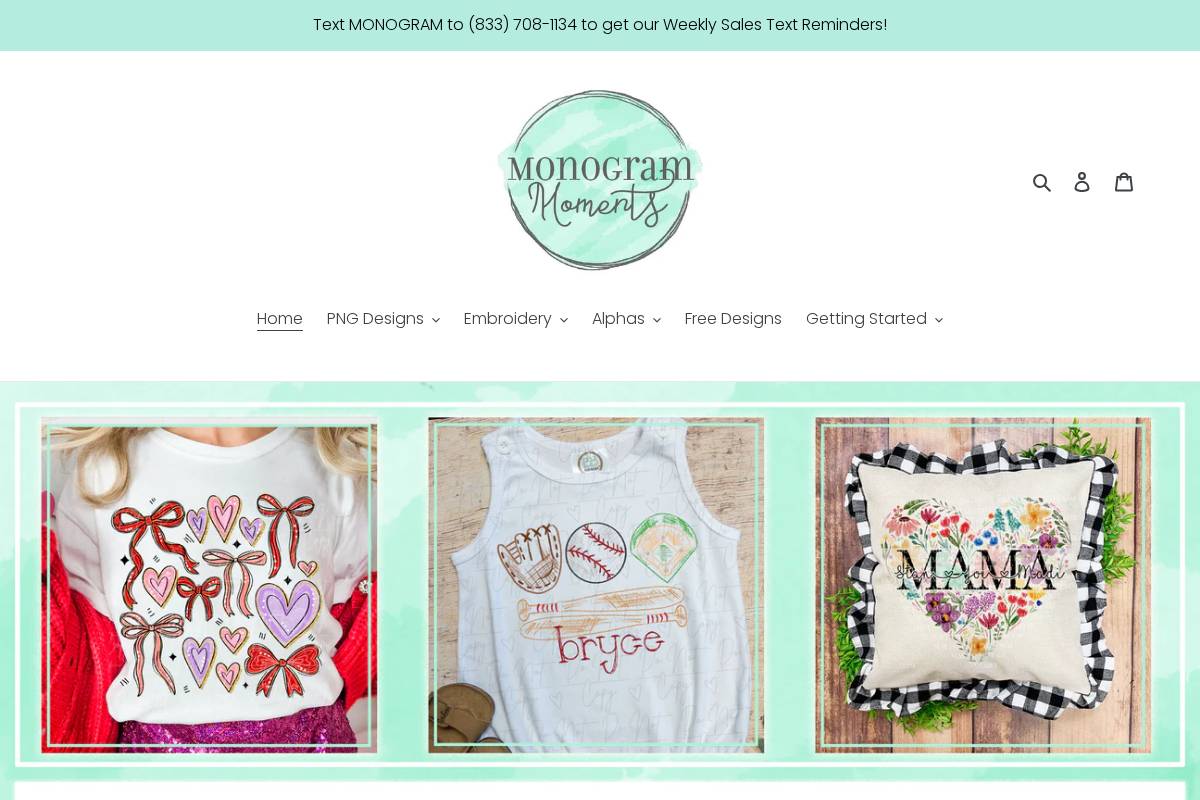 monogrammoments.com homepage screenshot