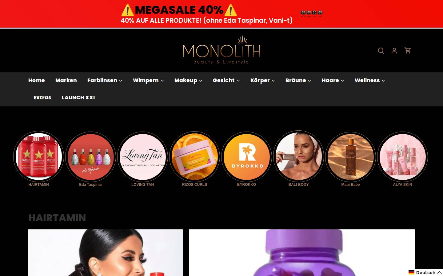 monolith-shop.com homepage screenshot