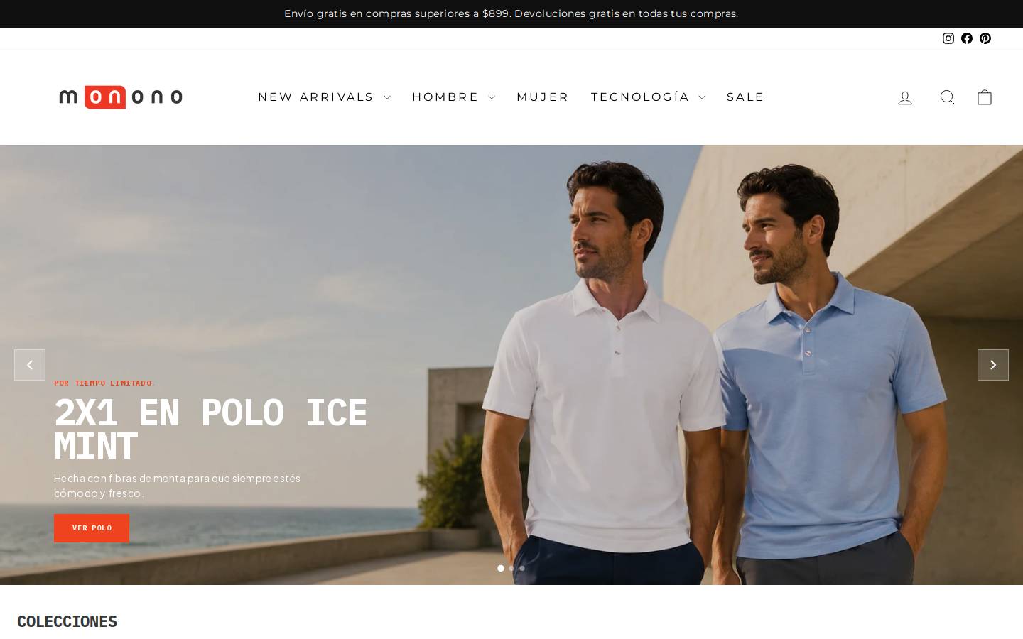 mononoclothing.com homepage screenshot
