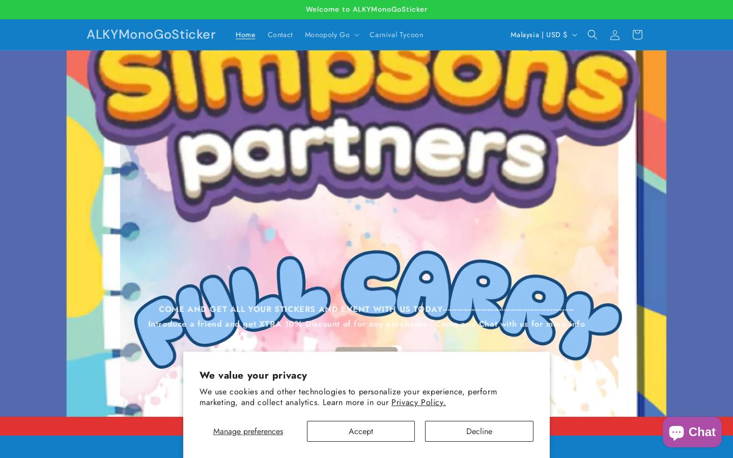 monopoly-go-sticker.com.co homepage screenshot