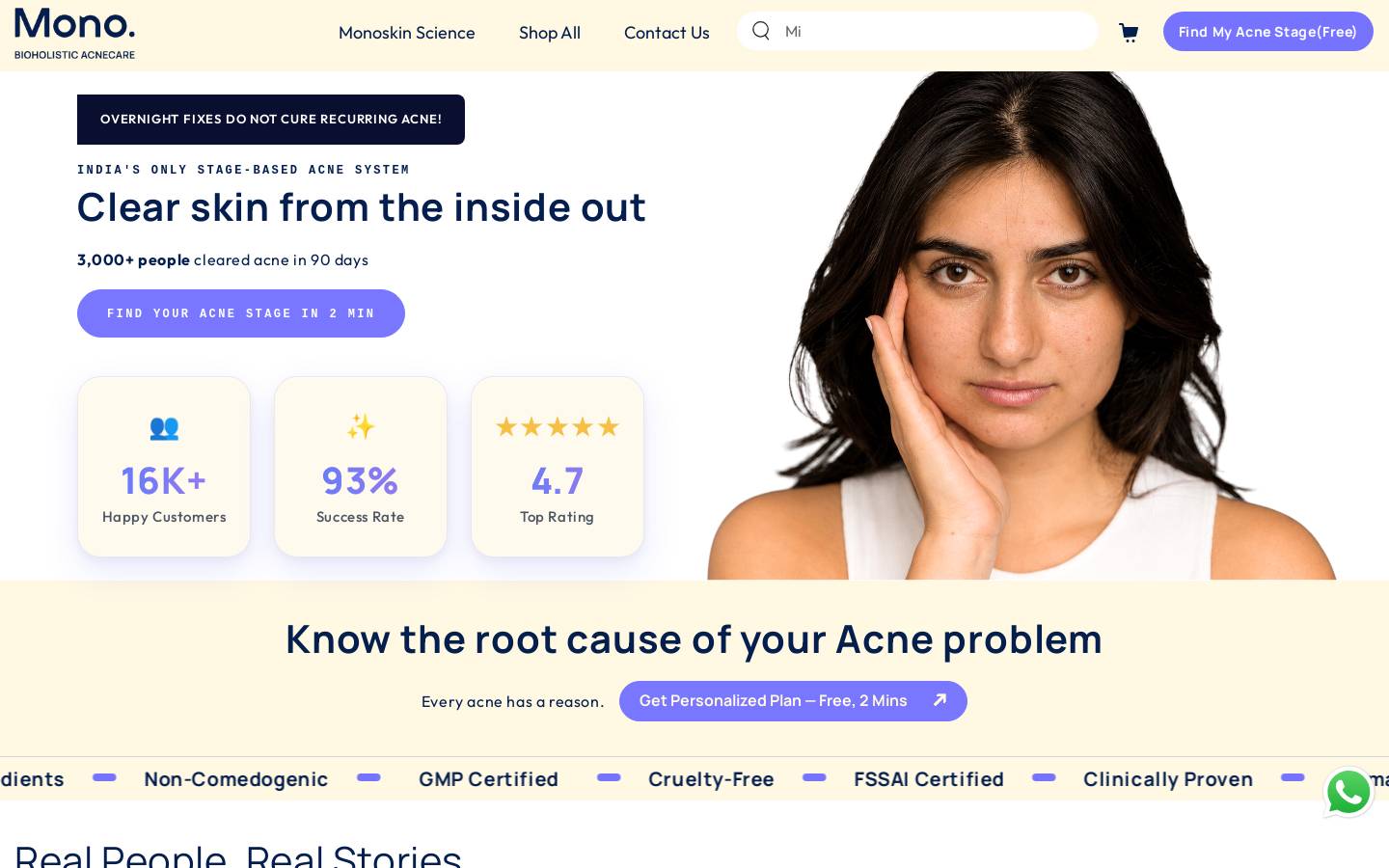 monoskin.health homepage screenshot