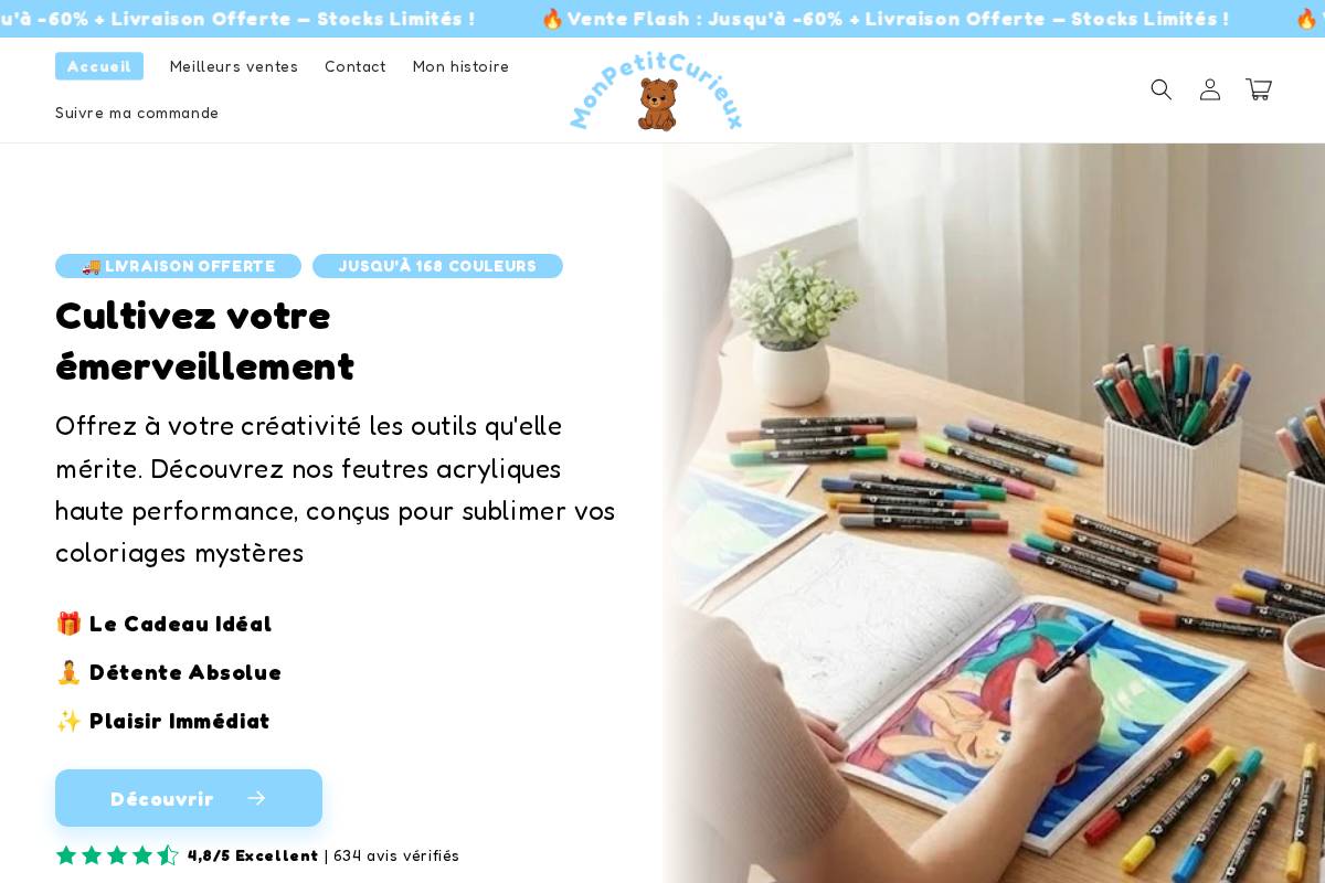 Monpetitcurieux homepage screenshot