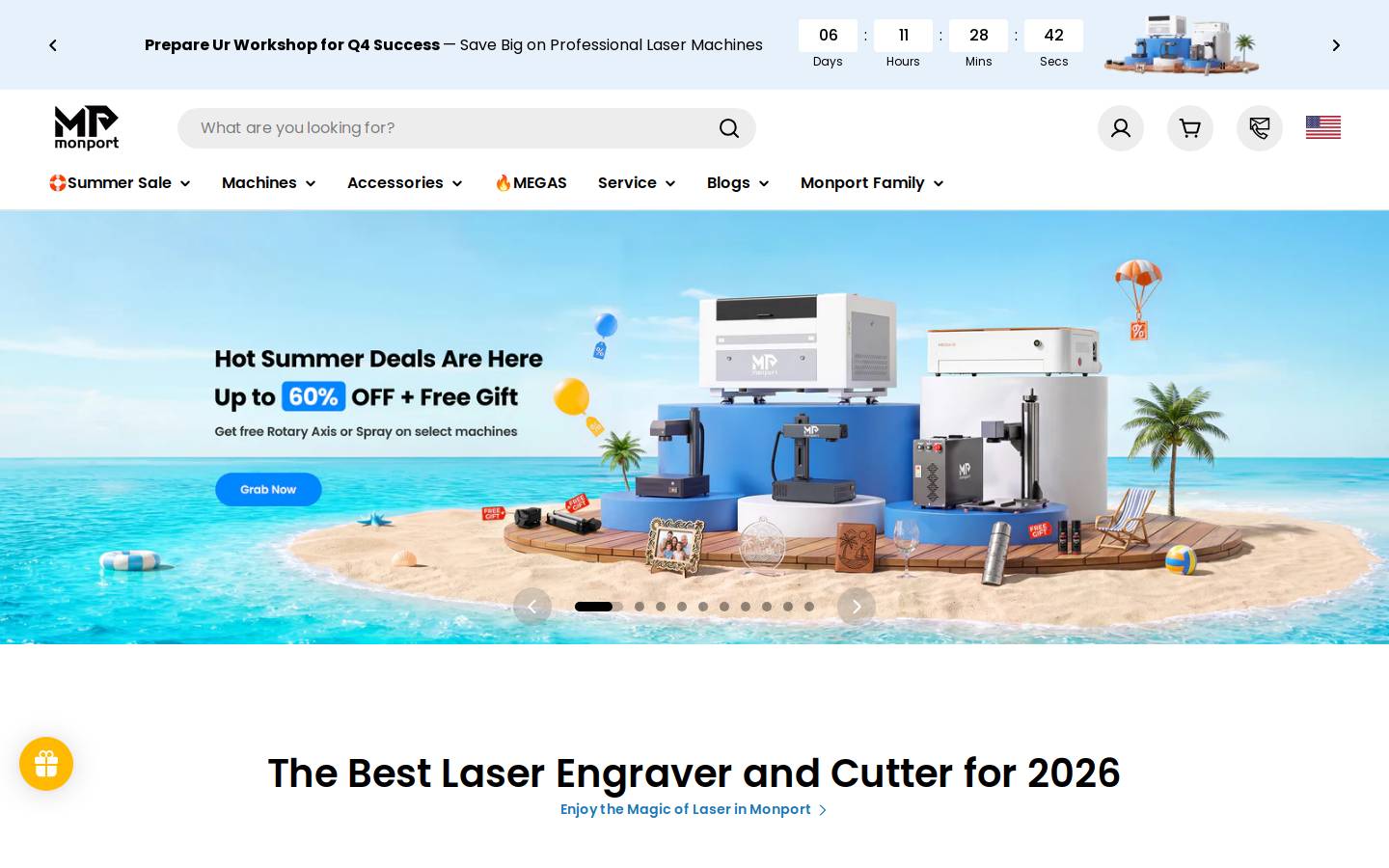 Monport Laser homepage screenshot