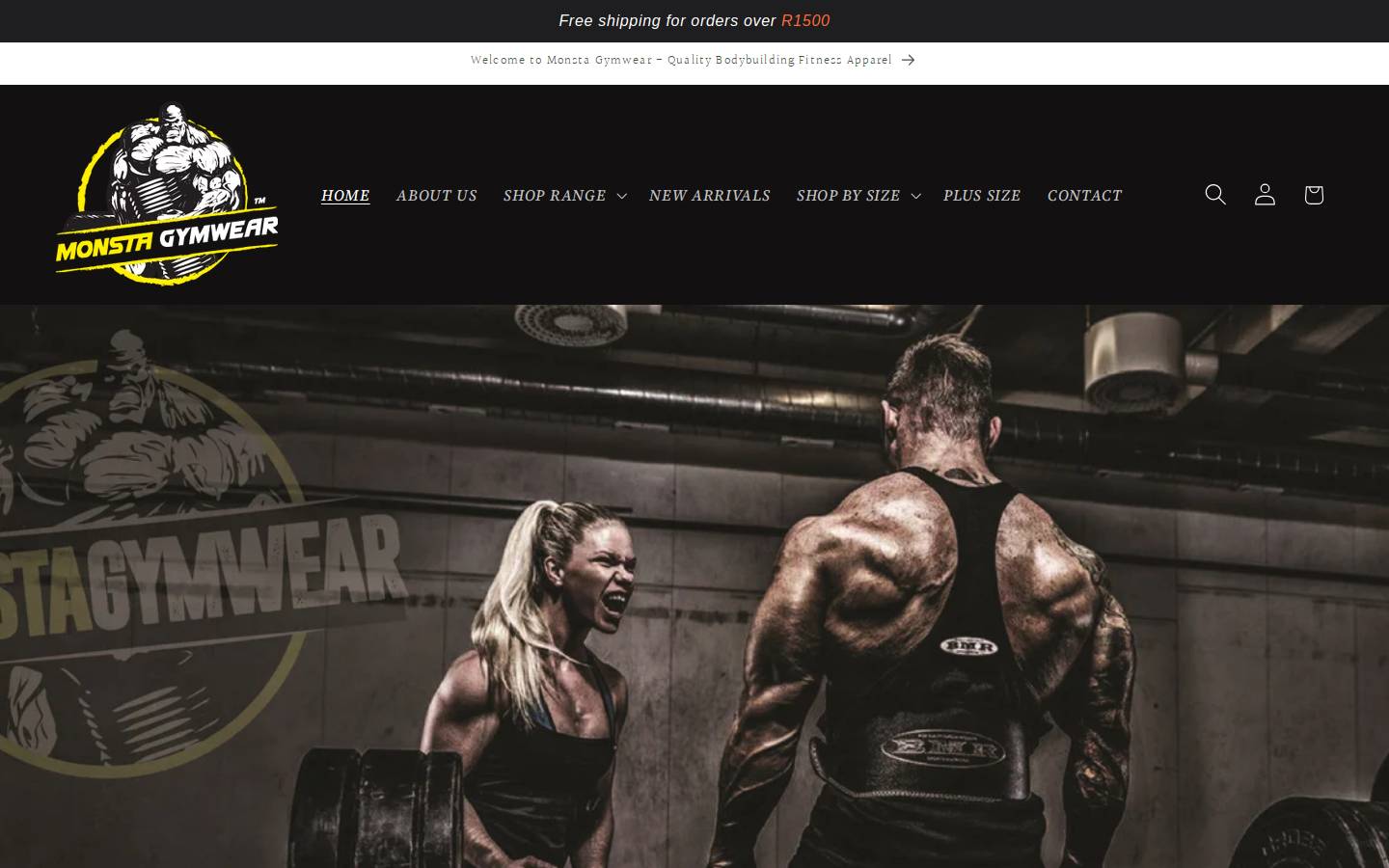 monstagymwear.co.za homepage screenshot