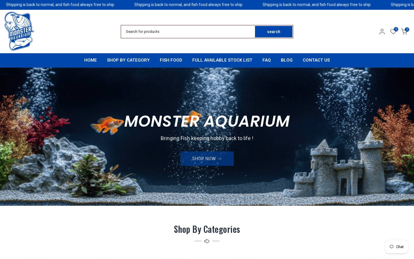 monsteraquariumonline.com homepage screenshot