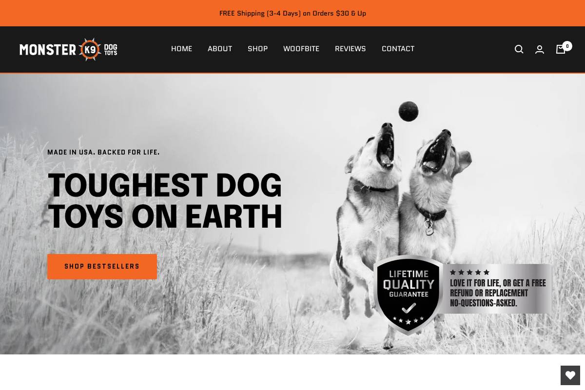 monsterk9.com homepage screenshot