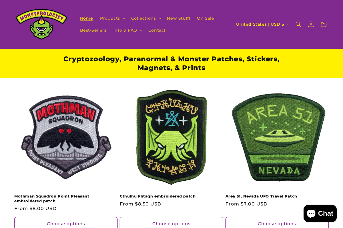 Monsterologist homepage screenshot