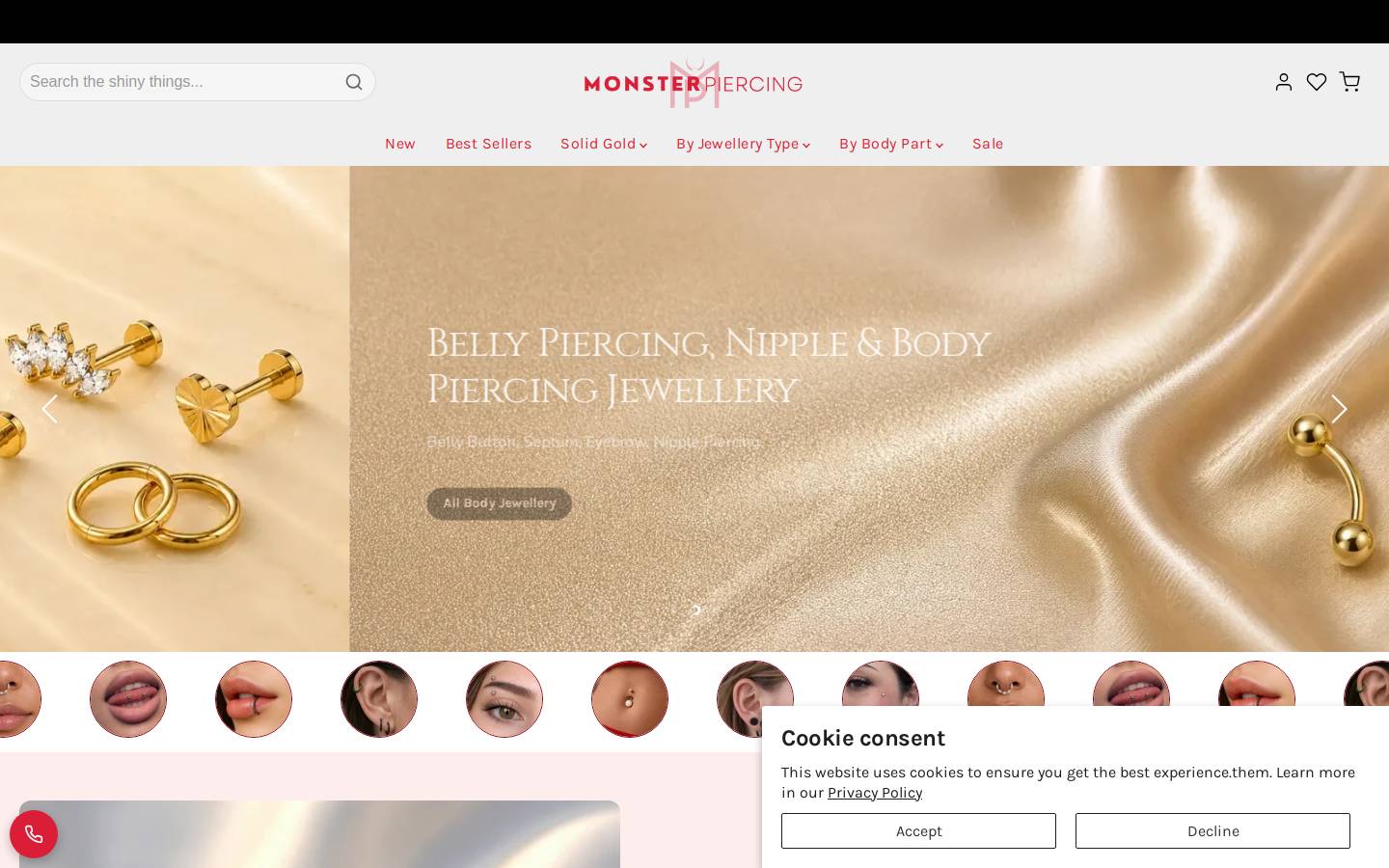 monsterpiercing.com homepage screenshot