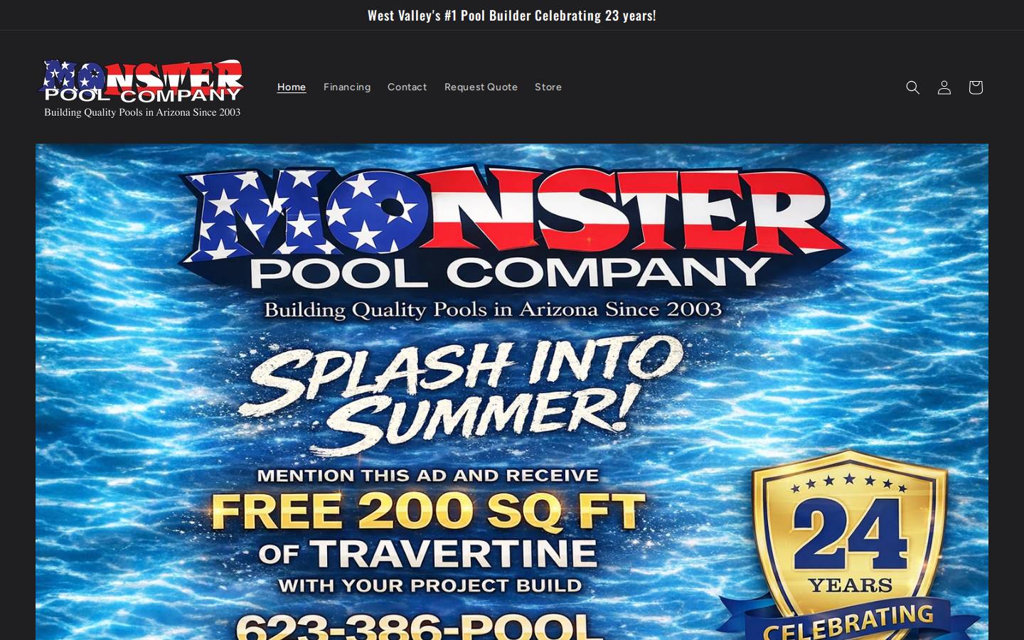 monsterpoolcompany.com homepage screenshot