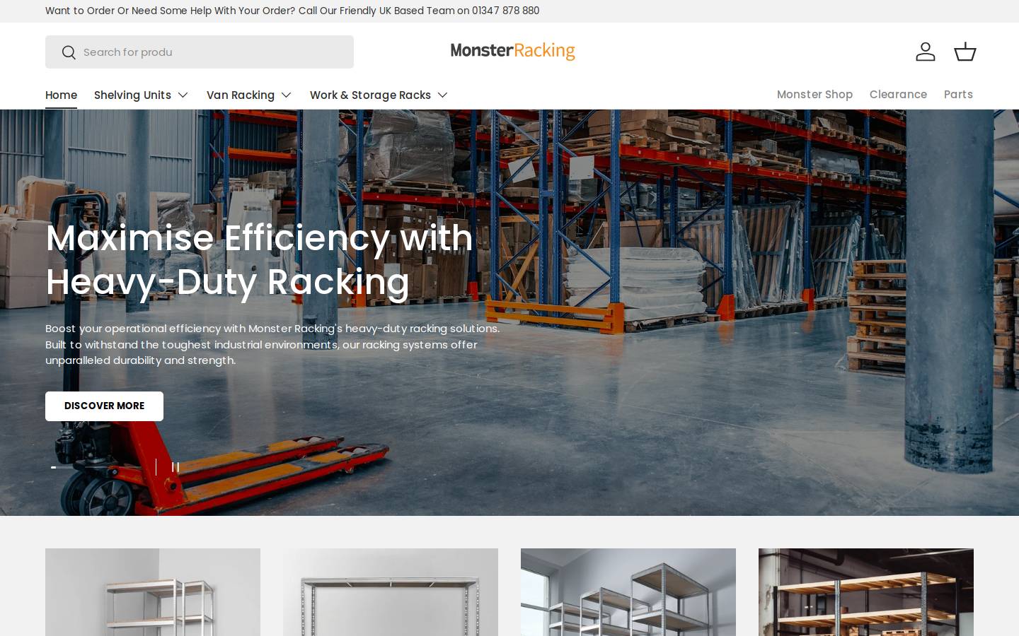 Monsterracking homepage screenshot