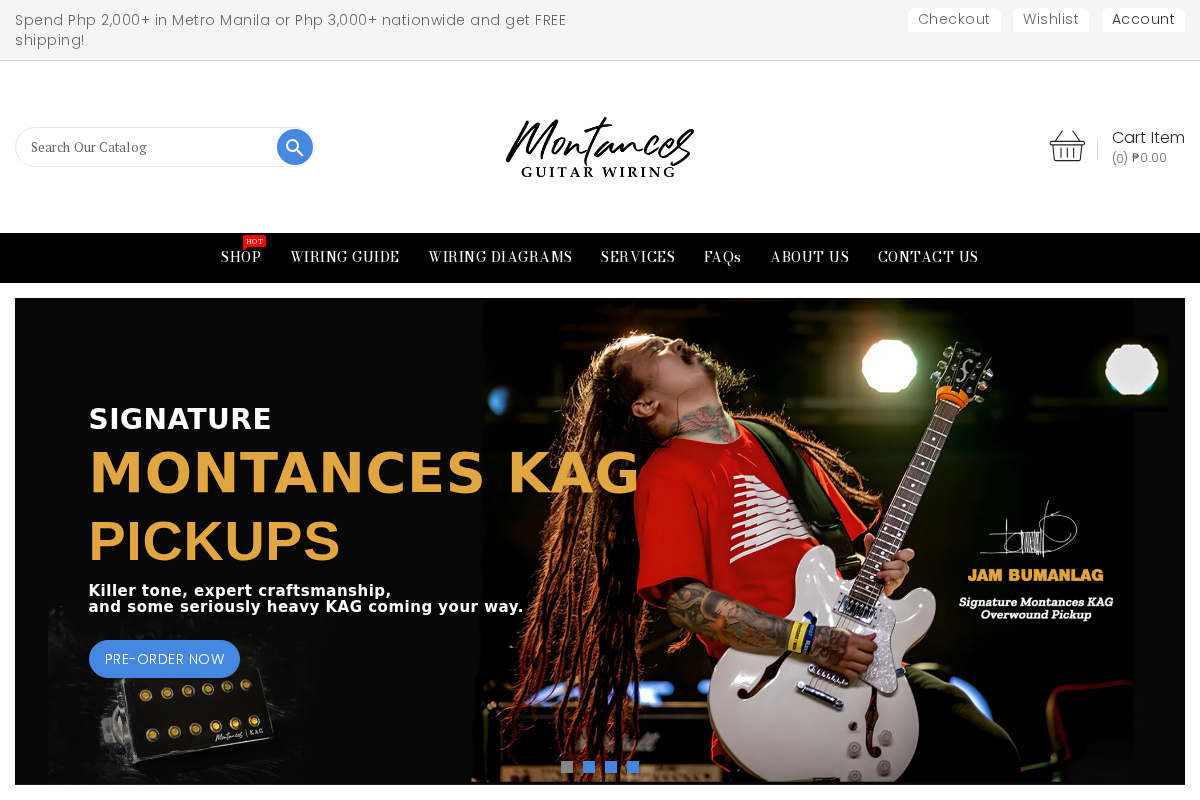 montancesguitarwiring.com homepage screenshot