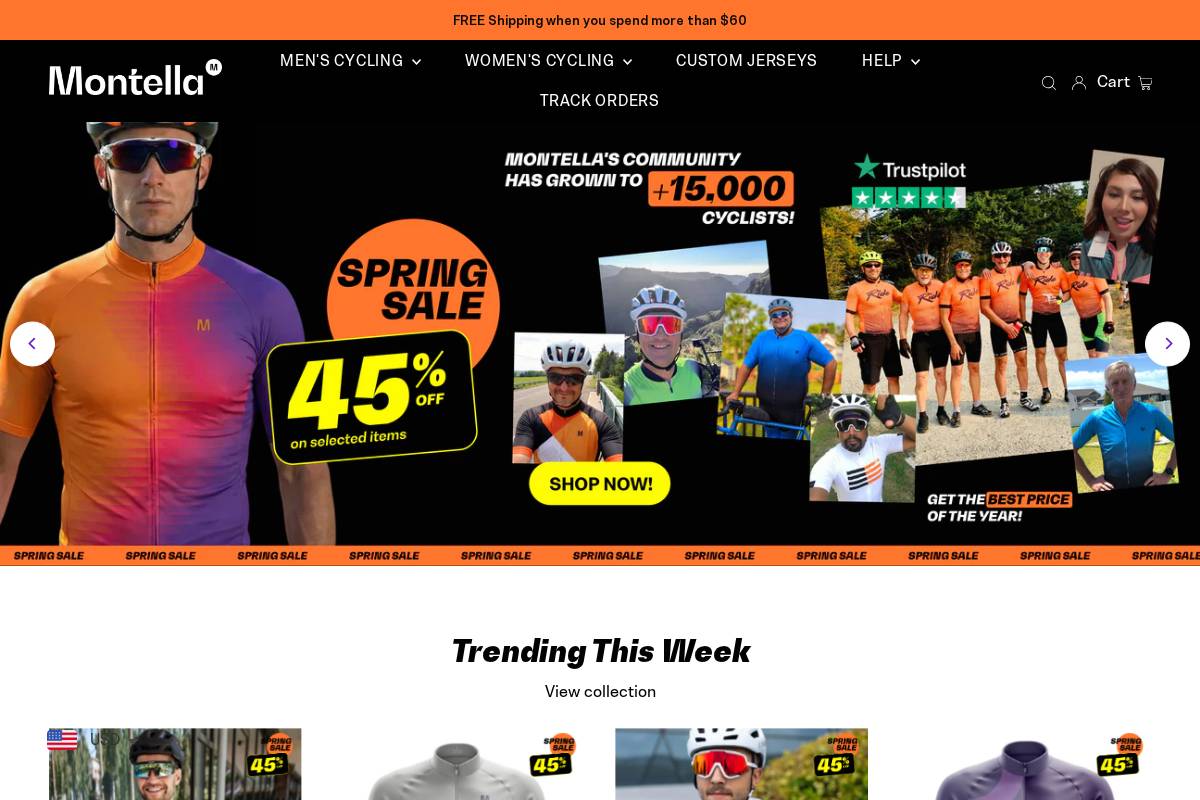 Montella Cycling homepage screenshot