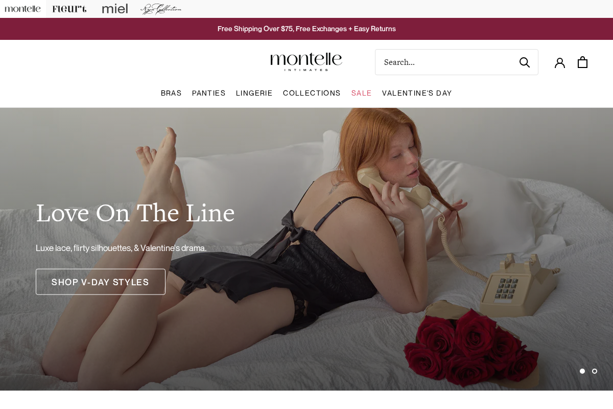 Montelle Intimates homepage screenshot