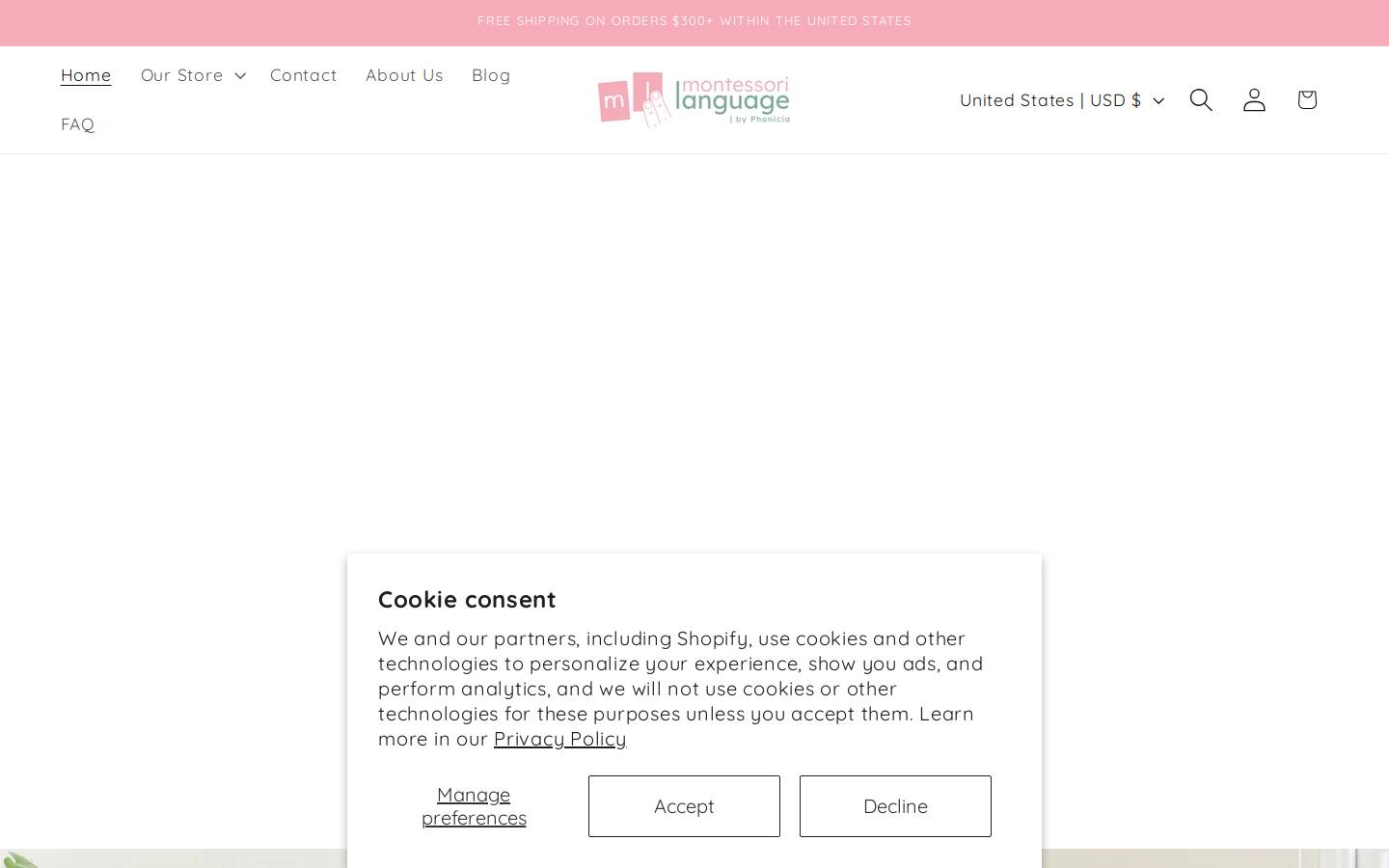 montessorilanguage.com homepage screenshot