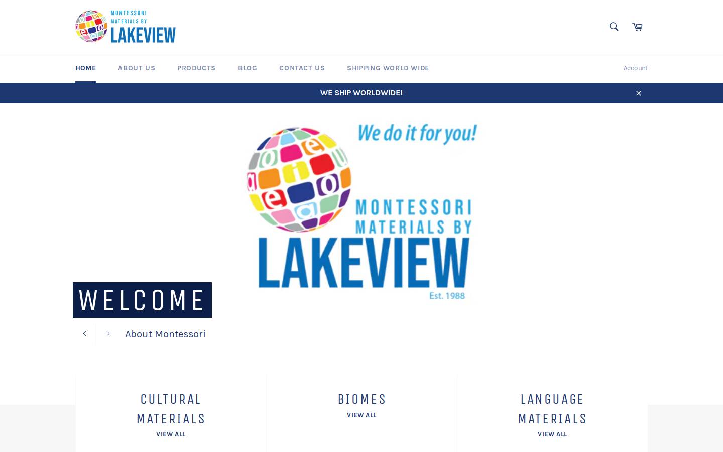 montessorimaterialsbylakeview.com homepage screenshot