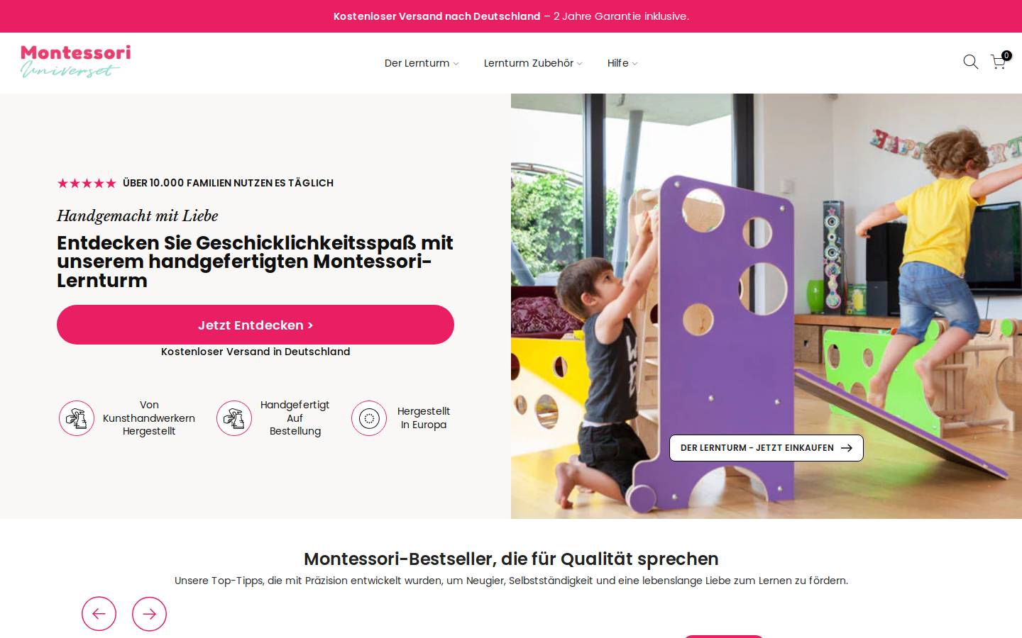 montessoriuniverset-de.com homepage screenshot