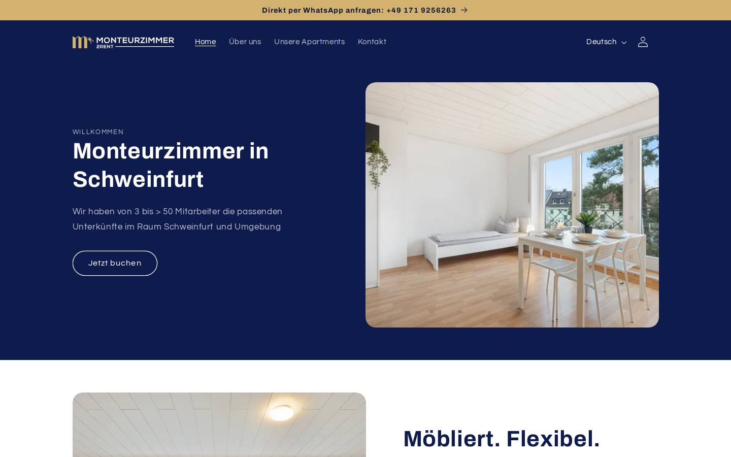 monteurzimmer2rent.de homepage screenshot