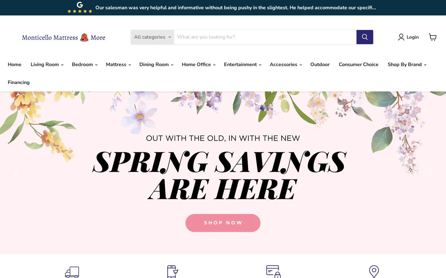 monticellomattress.com homepage screenshot
