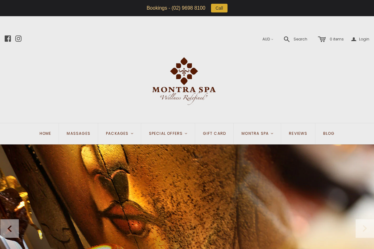 montraspa.com.au homepage screenshot