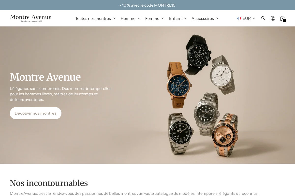 Montre Avenue homepage screenshot