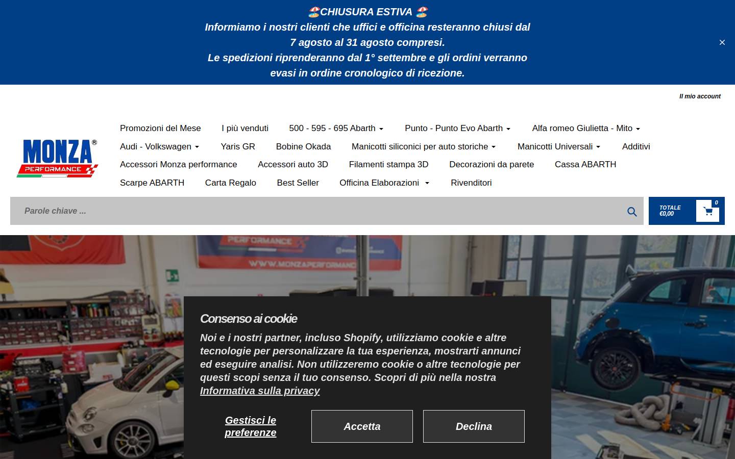 monzaperformance.it homepage screenshot