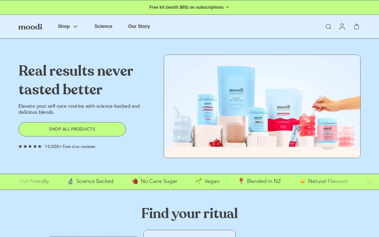 moodiblends.com homepage screenshot
