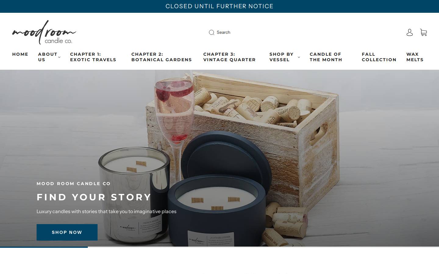 moodroomcandleco.com homepage screenshot