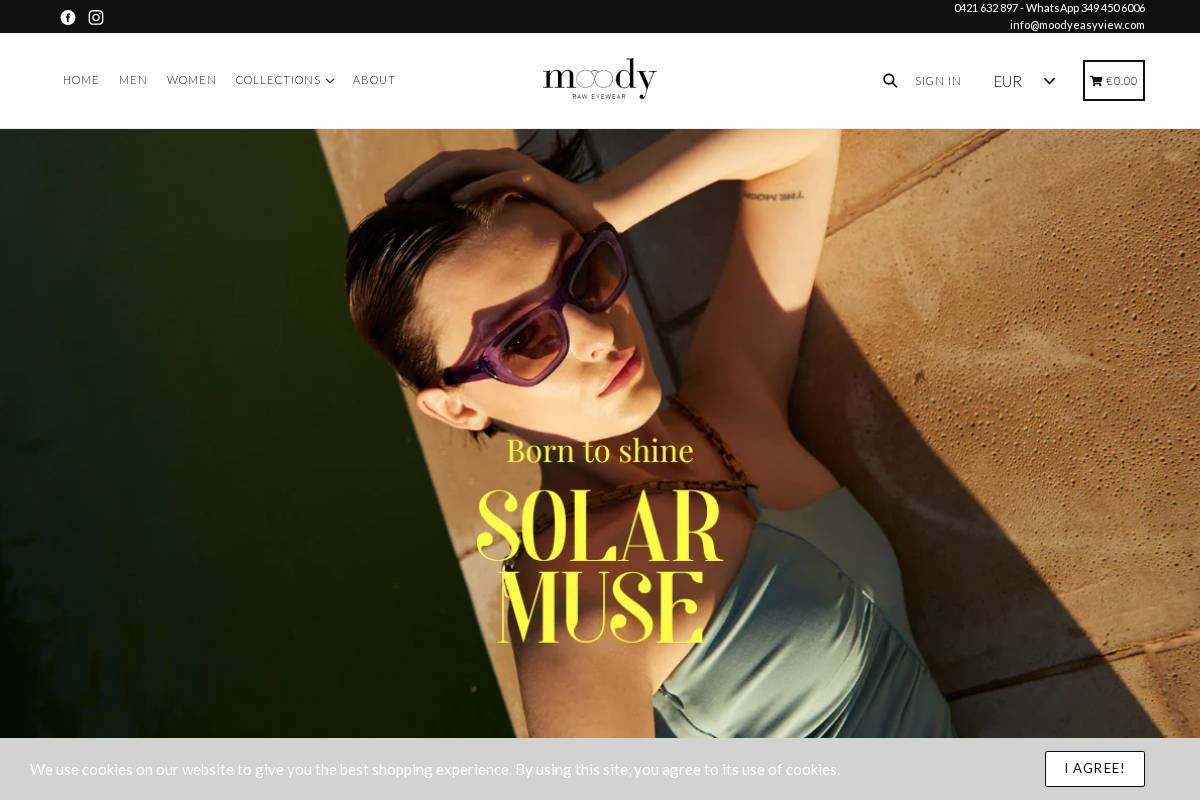 moodyeyewear.com homepage screenshot