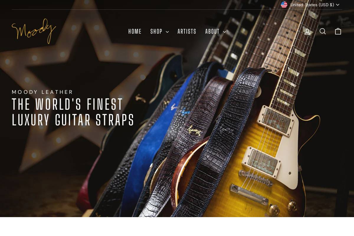 Moodyleather homepage screenshot