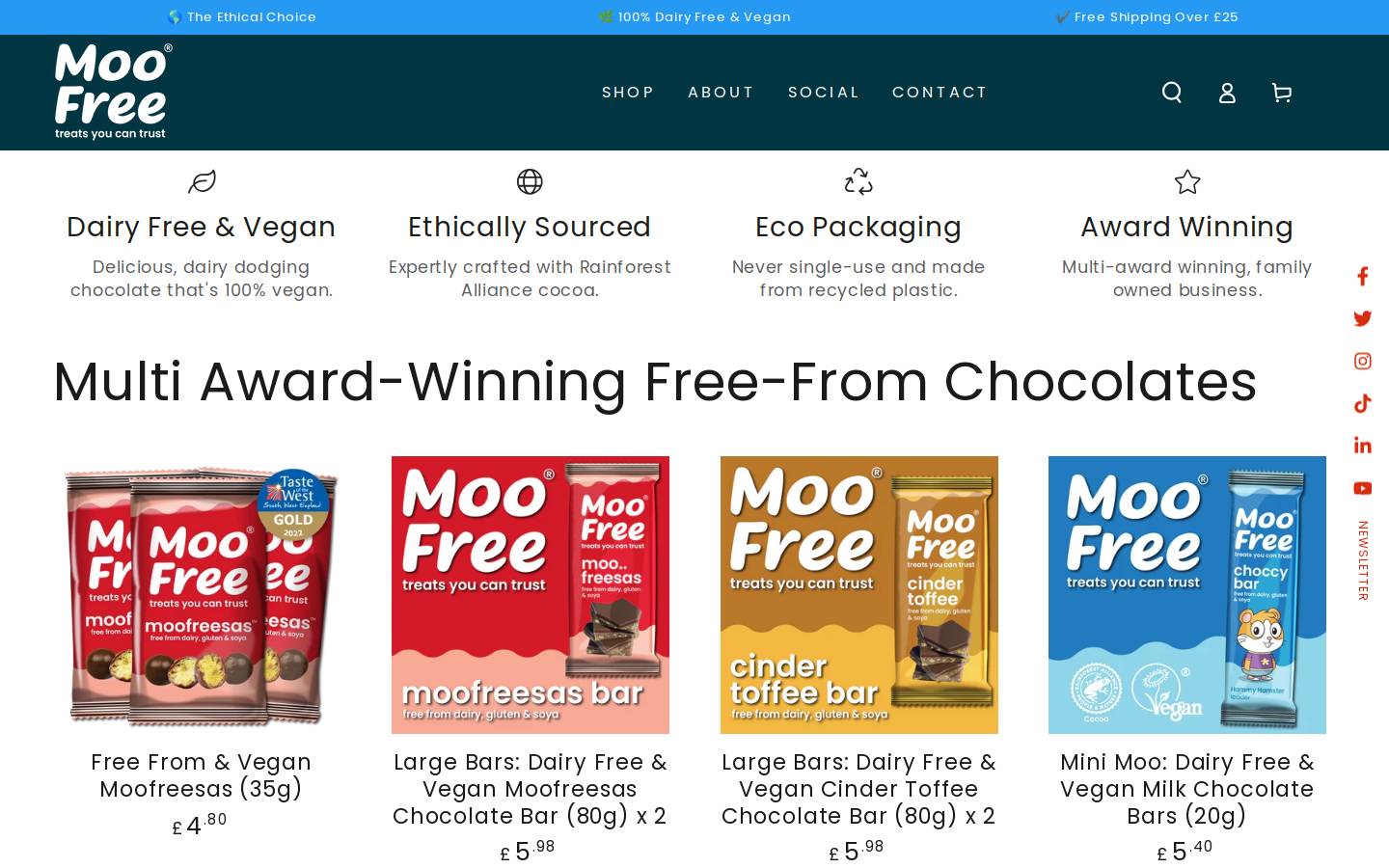 Moofreechocolates homepage screenshot