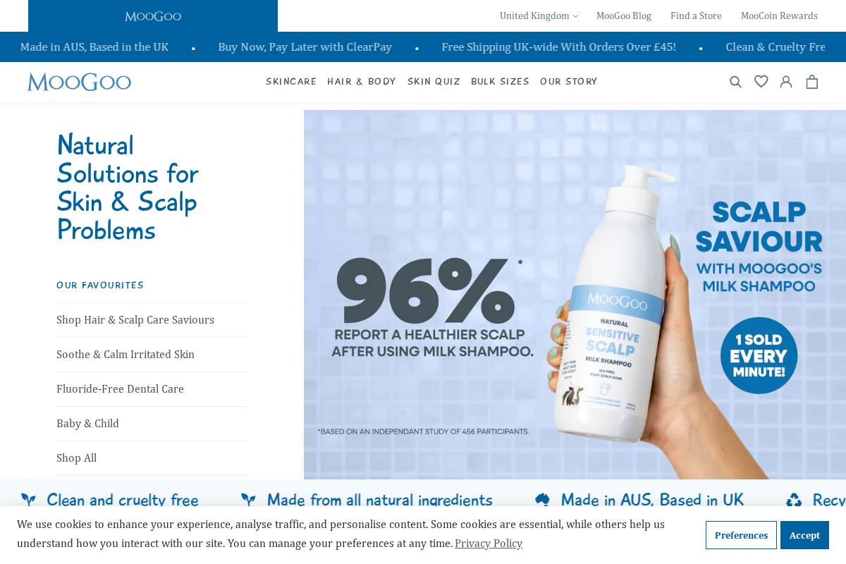 moogooskincare.co.uk homepage screenshot