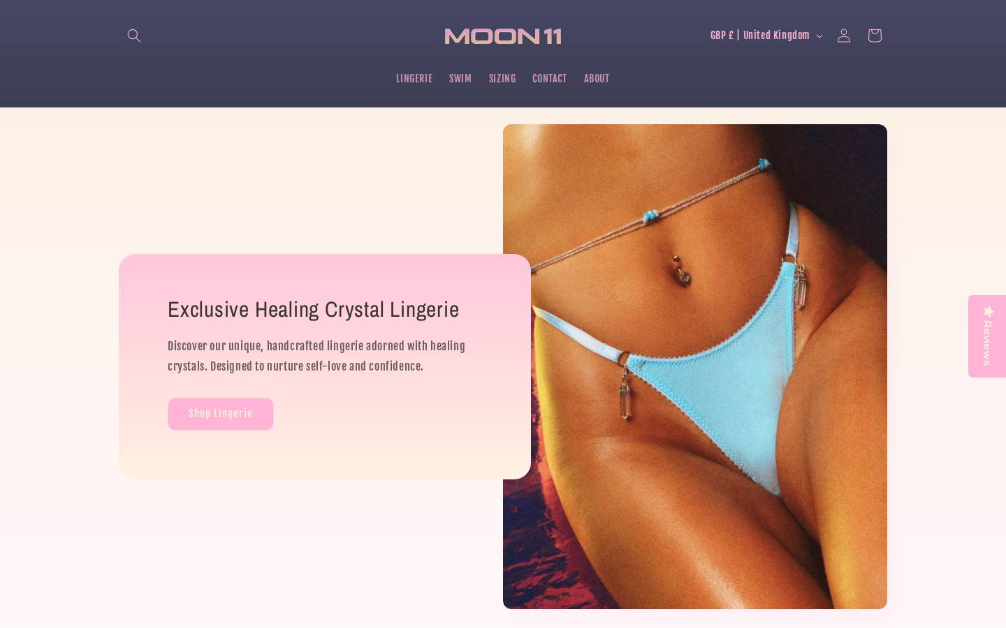 moon11bodywear.com homepage screenshot