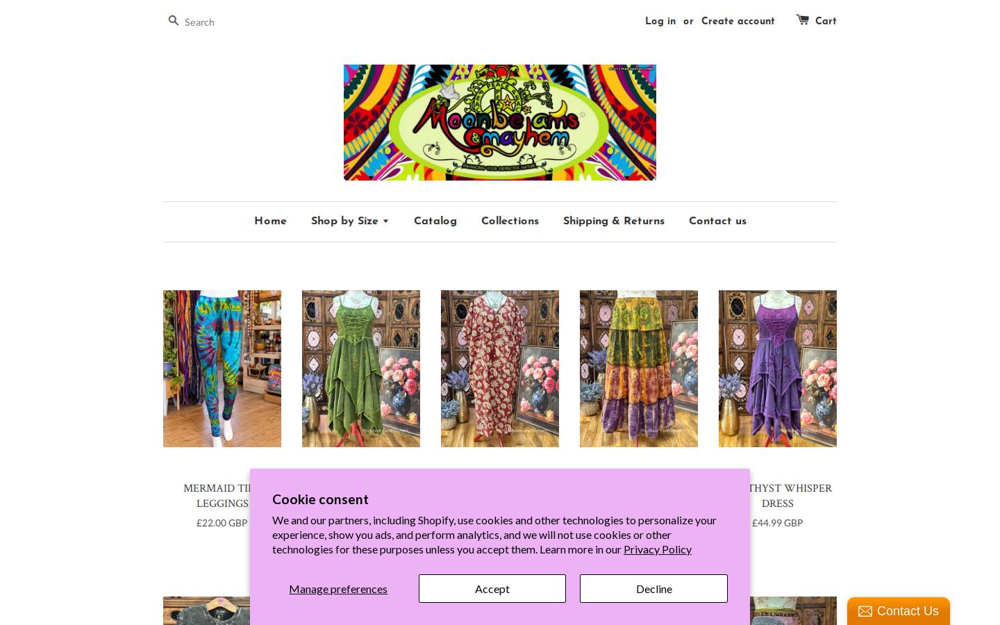 Moonbeamsandmayhem homepage screenshot